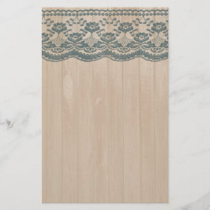 Country Barn Wood & Lace Stationery
