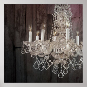 Country barn wood Parisian vintage chandelier Poster