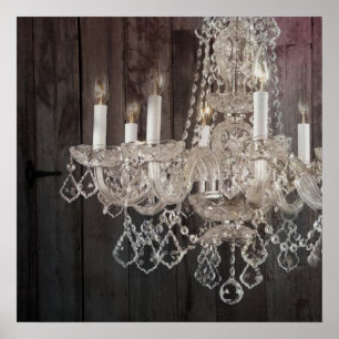 Country barn wood Parisian vintage chandelier Poster