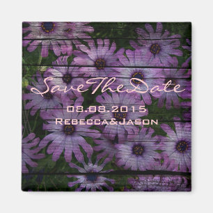 country barn wood purple daisy wedding magnet