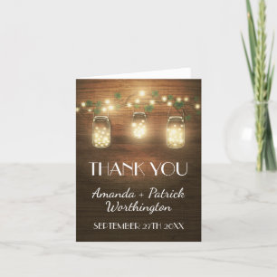 Country Barn Wood Rustic Mason Jar Thank You Cards