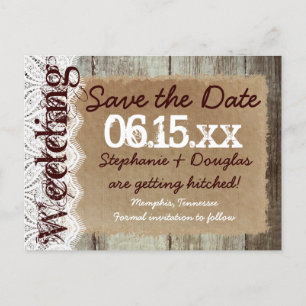 Country Barn Wood Rustic Save the Date Postcards
