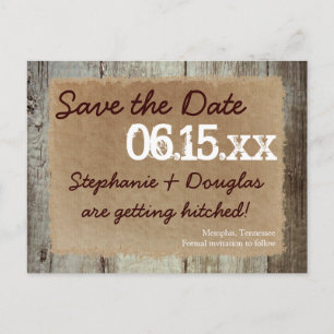 Country Barn Wood Rustic Save the Date Postcards