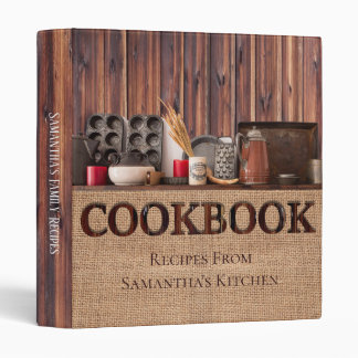 Country Barnwood Burlap Recipe Album Binder
