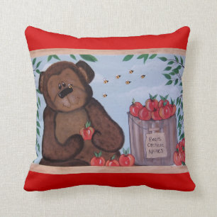 Country Bear "I Love You a Bushel and a Peck" Throw Pillow