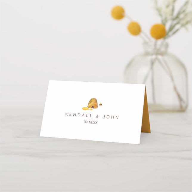 Country Bee Wedding Place Card (Back)