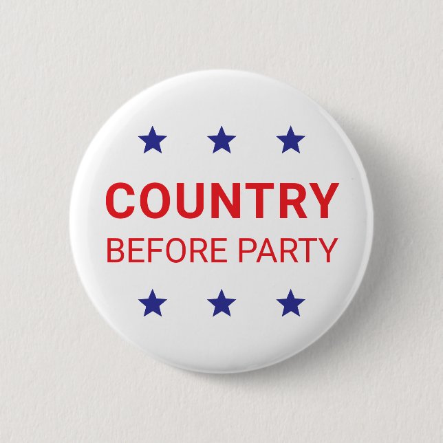 Country Before Party Democracy Pinback Button (Front)