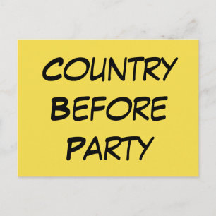 "Country Before Party" Left Wing Political Message Invitation Postcard