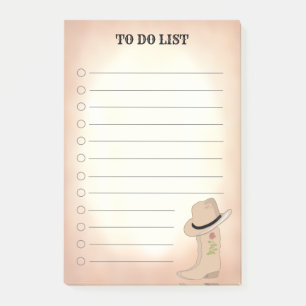 Country Beige Boots & Hat To Do List Post-it Notes