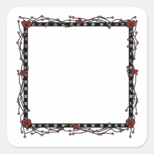 Country Berries, Twigs & Hearts Square Wreath Square Sticker
