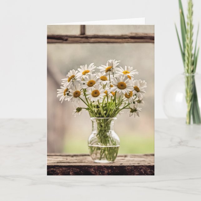 Country Birthday Daisy Bouquet Card (Front)