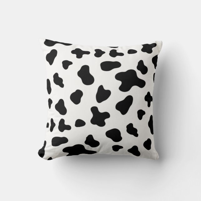 Country Black and White Cow Pattern  Throw Pillow (Front)