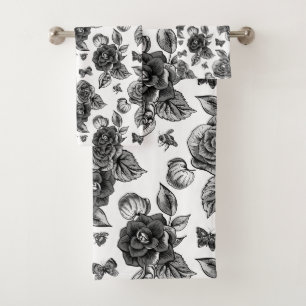 Country Black Rose Towel Set