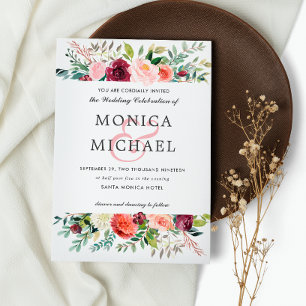 Country Bloom   Autumn Flowers Chic Wedding Invitation