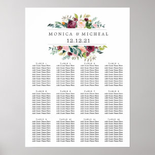 Country Bloom Fall Flower Wedding Seating Chart