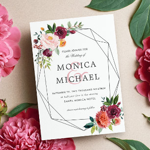 Country Bloom   Floral Geometric Botanical Wedding Invitation