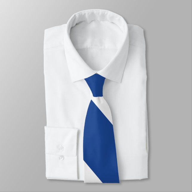 Country Blue and White Broad University Stripe Tie (Tied)