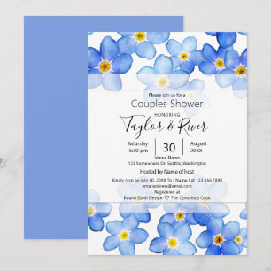 Country Blue Forget-Me-Nots Couples Shower Invitation
