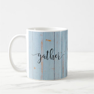 Country Blue Gather Script Farmhouse Rustic Coffee Mug