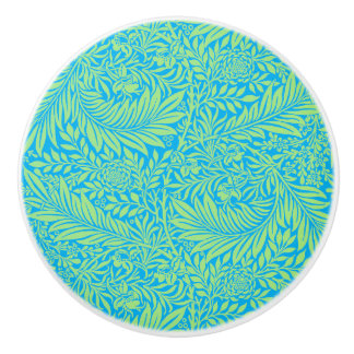 Country Blue Green William Morris Leaf Pattern  Ceramic Knob