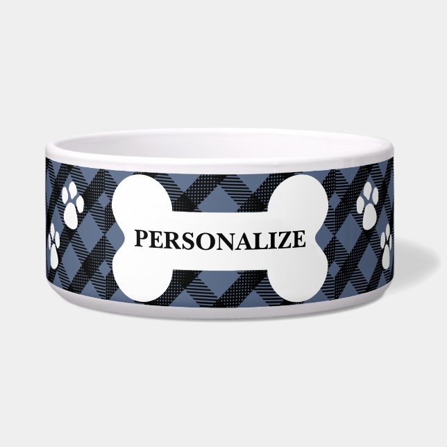 Country Blue Plaid - Pet Bowl  (Front)