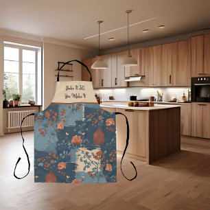 Country Blue Rust Rustic Farmhouse Customizable Apron