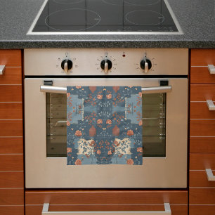 Country Blue Rust Rustic Farmhouse Kitchen Towel