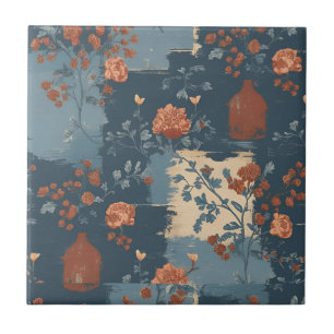 Country Blue Rust Rustic Farmhouse Short Tile