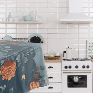 Country Blue Rust Rustic Farmhouse Tablecloth