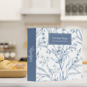 Country Blue & White Floral Heirloom Recipe Binder