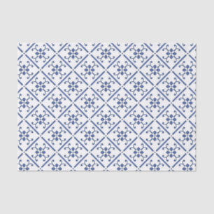 Country Blue White Pattern Mediterranean Tile Tissue Paper