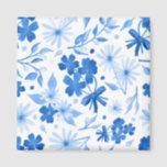 Country Blue Wild Flowers Floral Magnet<br><div class="desc">This pretty pattern features a monochrome colour scheme in shades of blue in a soft and rustic wildflower theme. Perfect for your second home or vacation cottage.</div>