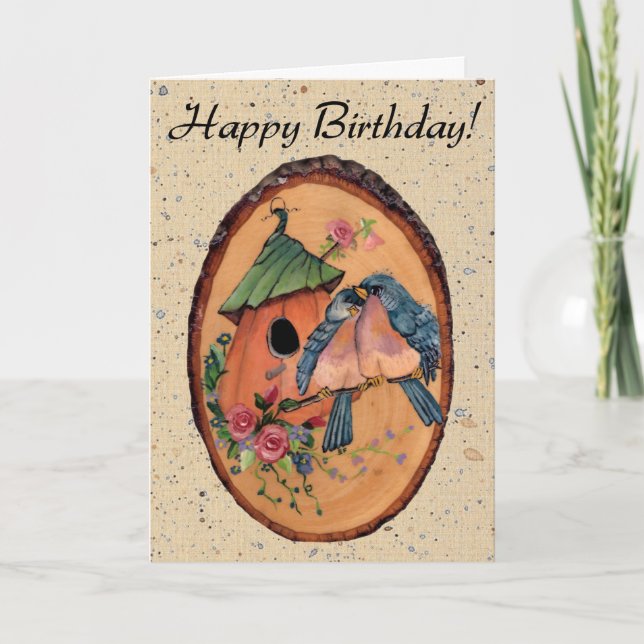 Country Bluebirds Birthday Card (Front)