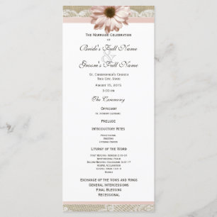 Country Blush Daisy and Lace Wedding Program