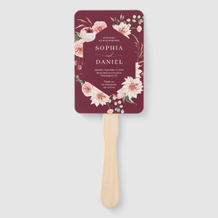 Country Boho Rose Floral Wedding Program Fan