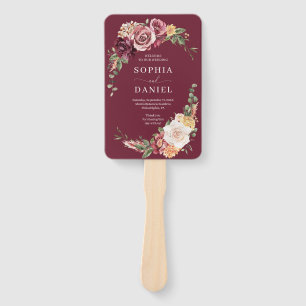 Country Boho Rose Floral Wedding Program Fan
