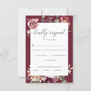 Country Boho Rose Wedding RSVP Card