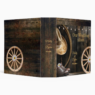 Country Boots Hat, Barn Wood Wedding  Binder