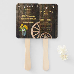 Country Boots Hat, Barn Wood Wedding Hand Fans