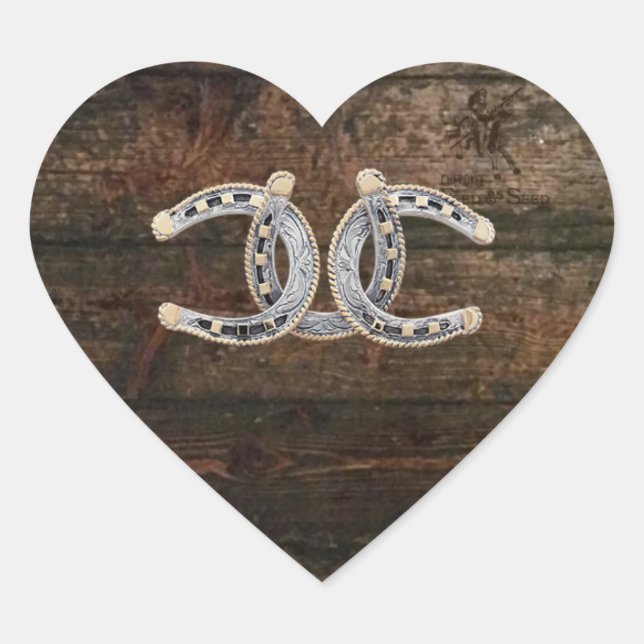 Country Boots, Hat & Barnwood Horseshoes  Heart Sticker (Front)