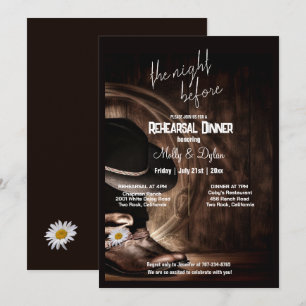 Country Boots, Hat & Barnwood Rehearsal Dinner Invitation