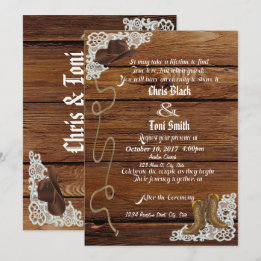 Country Boots & Lace Wedding Invite