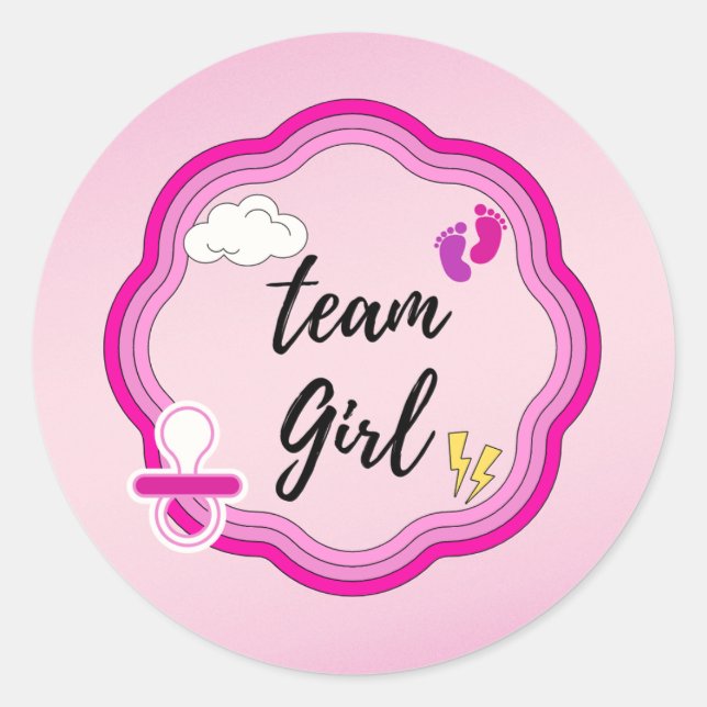 Country Boots or Bows Gender Reveal Team Girl Clas Classic Round Sticker (Front)