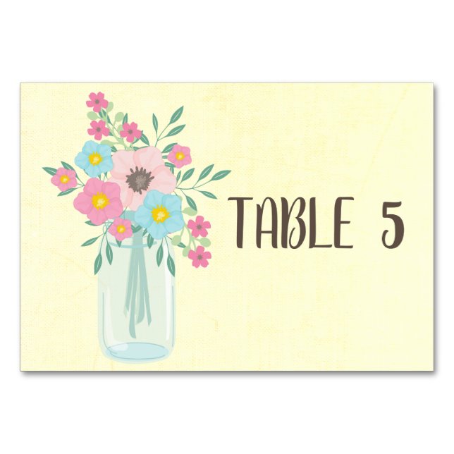Country Bouquet Customizable Table Number (Front)