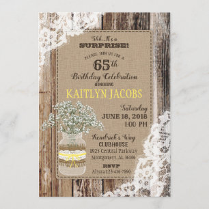 Country Bouquet Wood Lace Rustic Birthday Invitation