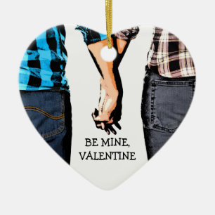 Country Boy and Girl Valentine's Couple Ceramic Ornament