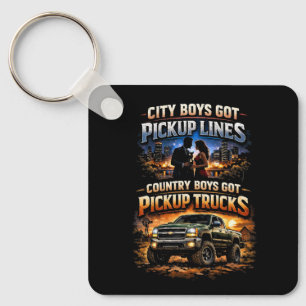 Country Boys Got Pickup Trucks Keychain
