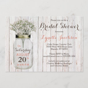 Country Bridal Shower Baby's Breath Pink Invitation