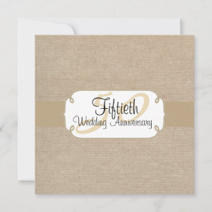 Country Brown Sand Burlap Anniversary Party Invitation