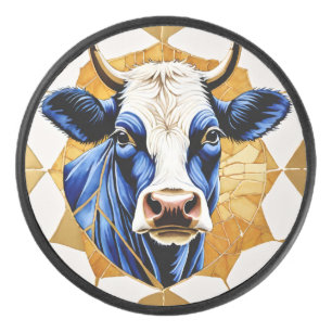 Country Bull Artwork Hockey Puck